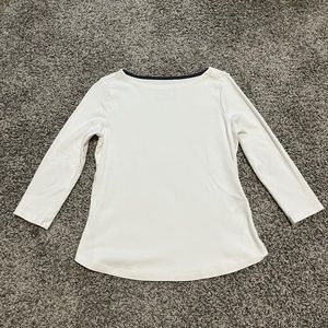 White Charter Club Top 3/4 Sleeve with Buttons on Shoulder Petite Medium Cotton